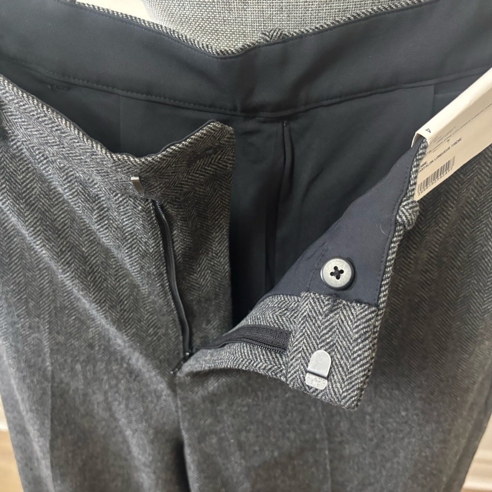 Uniqlo Herringbone Wool Blended Wide Leg Grey Trousers - Picture 3 of 6